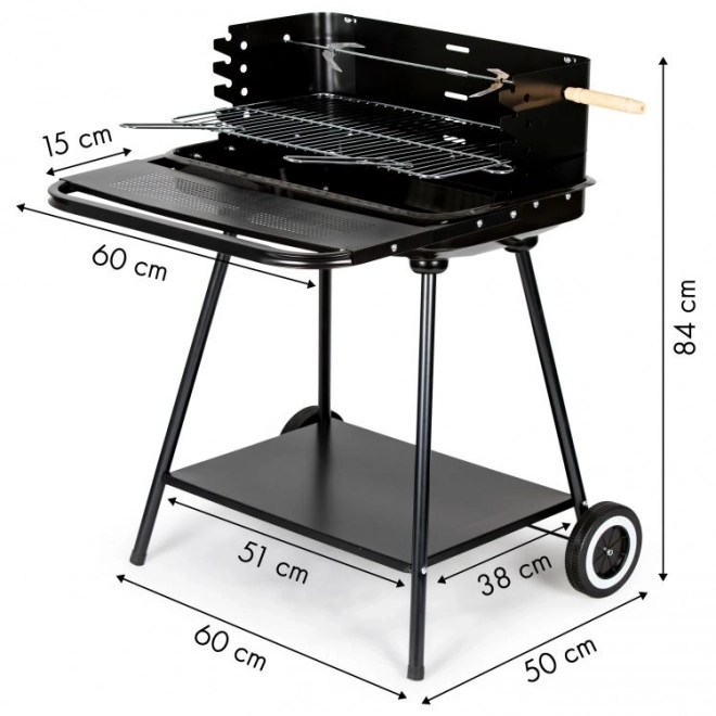 Bærbar havegrill med hylde 2 riste SL5434P