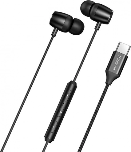 Mcdodo in-ear kablede hovedtelefoner med USB‑C (sort)