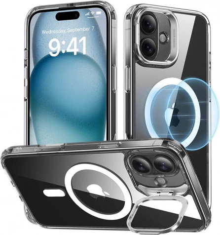 ESR Classic Hybrid HaloLock Etui med stander til iPhone 16 – klar