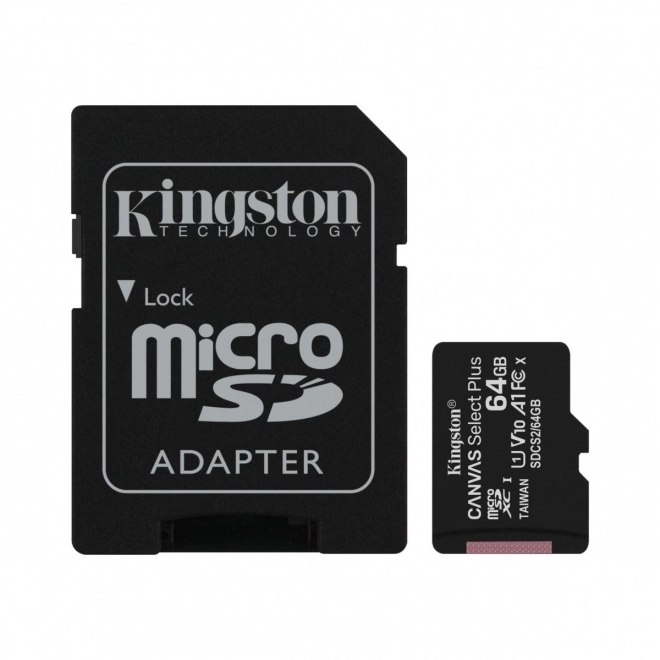 MicroSD-hukommelseskort 64GB Canvas Select Plus 100MB/s adapter