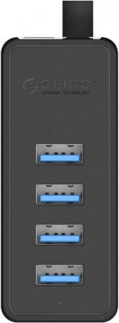 ORICO USB 3.0-hub 4× USB med ekstern strømforsyning (sort)