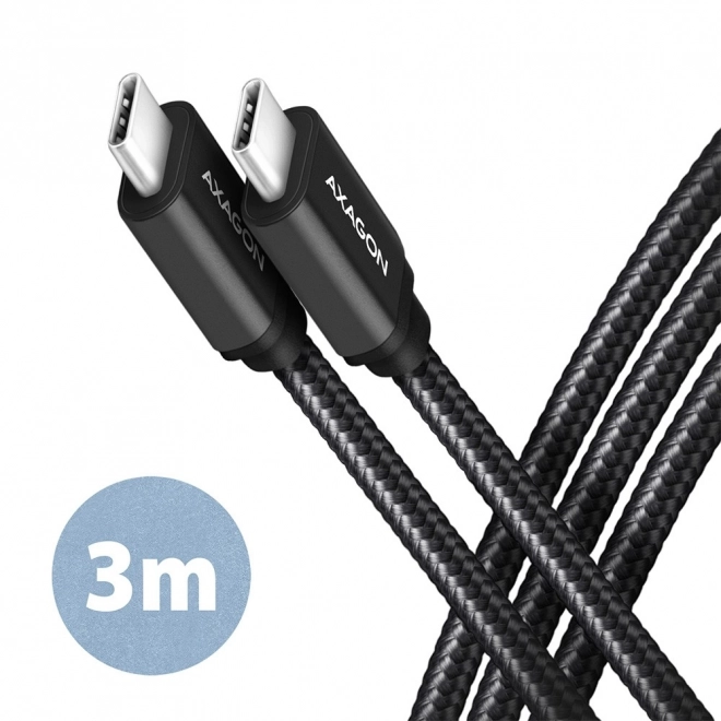 USB-C til USB-C kabel 3m, Power Delivery 60W, fleksibel flet