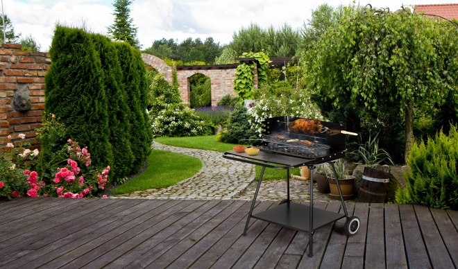 Bærbar havegrill med hylde 2 riste SL5434P