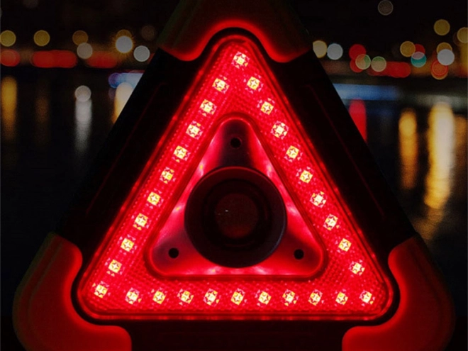Advarselstrekant med LED-lygte og powerbank