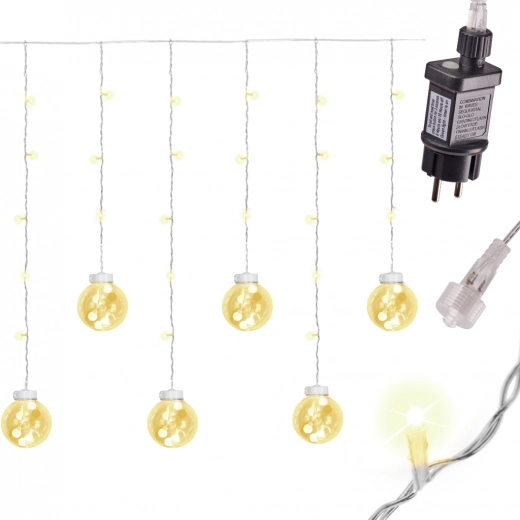 Jule LED-lysgardin med kugler 3 m med 108 LED