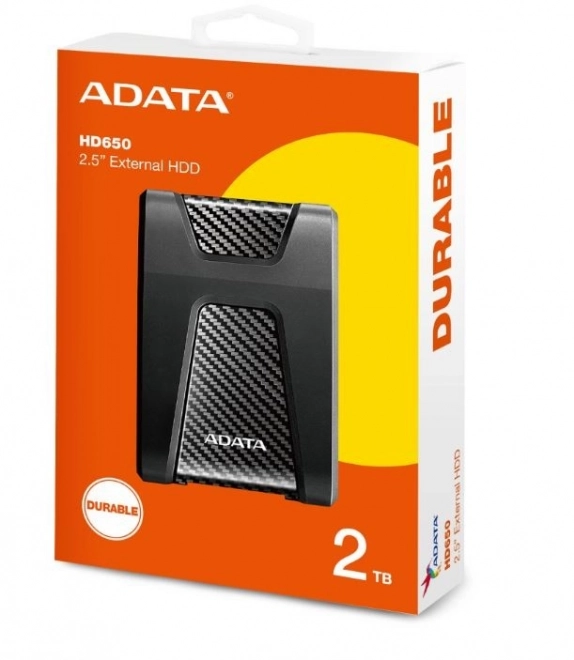 Ekstern harddisk ADATA HD650 2TB USB 3.1 sort