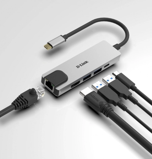 D-Link USB‑C hub 5‑i‑1 med HDMI, USB 3.0 og gigabit Ethernet