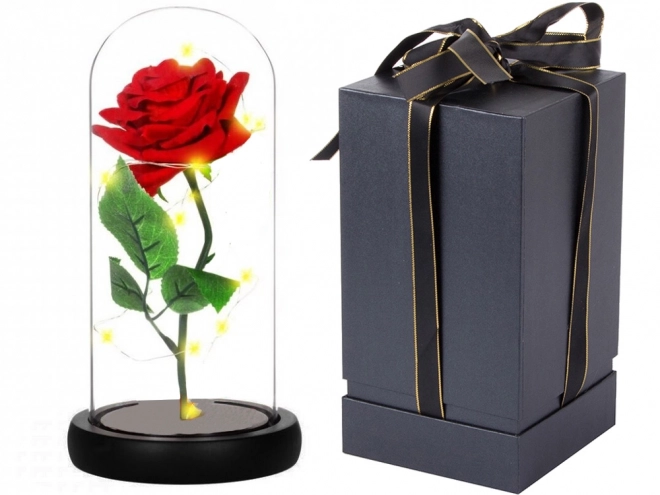 Evig rose i glas med LED-belysning