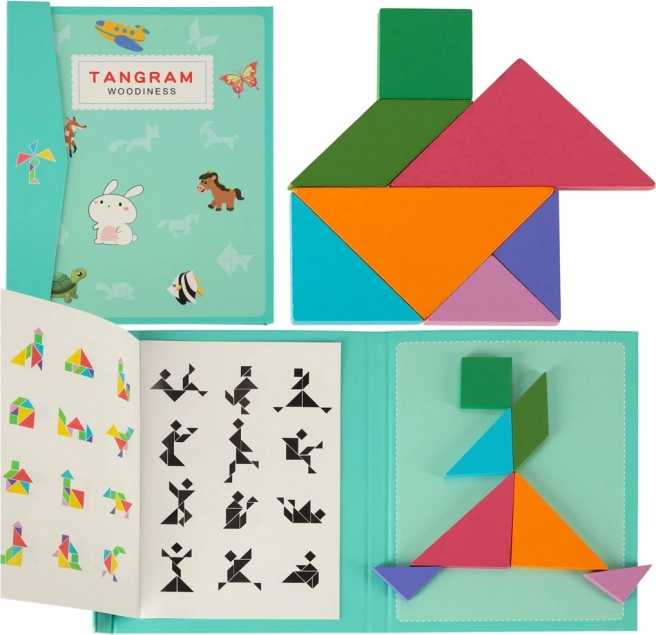Magnetisk tangram-bog – træbaseret Montessori logisk 3D-puslespil