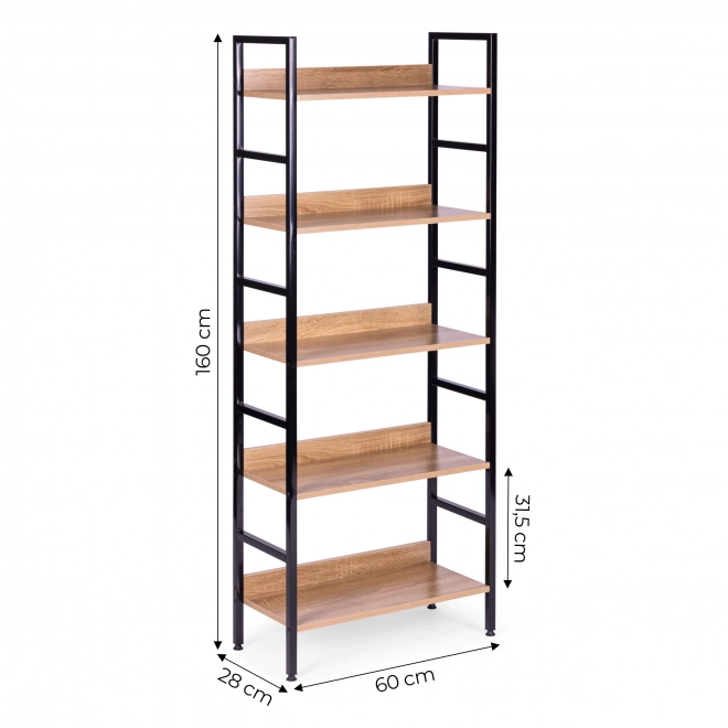 Moderne bogreol med 5 hylder