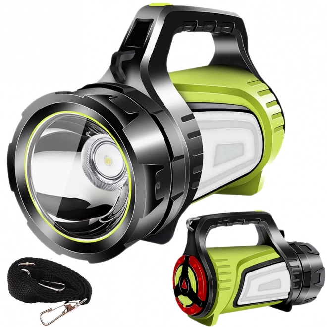 Genopladelig LED-lommelygte med powerbank til camping