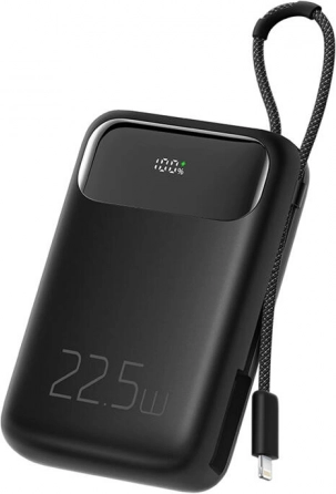 Powerbank Mcdodo 10000 mAh med Lightning-kabel, 22,5 W (sort)