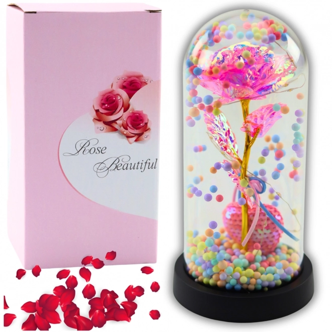 Evig rose i kuppel med LED-belysning