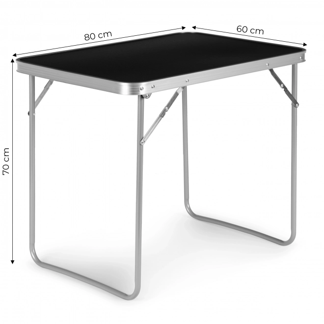 Turistbord sammenklappeligt picnicbord, bordplade 80x60 cm sort