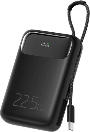 Powerbank Mcdodo 10000 mAh med USB‑C‑kabel, 22,5 W (sort)