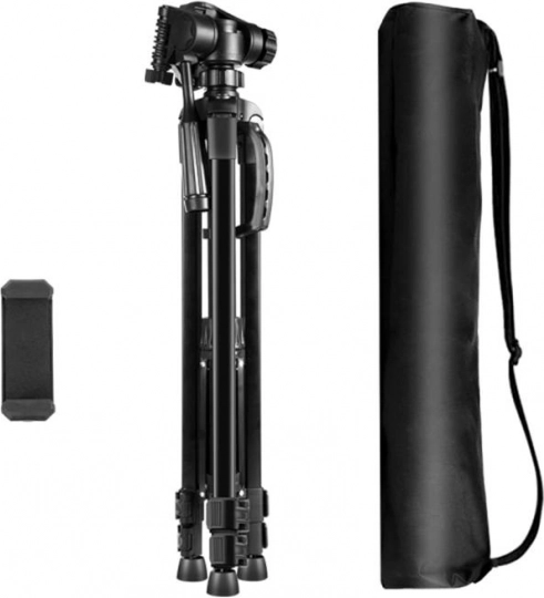 Aluminiumstativ PULUZ med 3D-hoved og telefonholder, 360° panorama