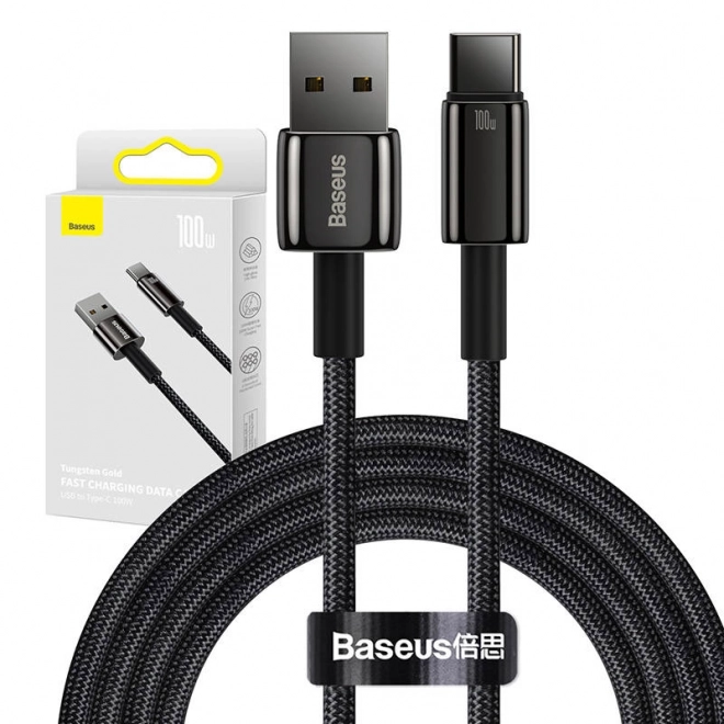 Kabel Baseus Tungsten Gold USB til USB-C, 100 W, 2 m sort