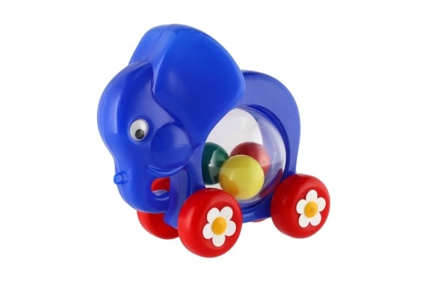 Elefant med bolde, træklegetøj, plastik 20x18x9,5cm i pose 12m+