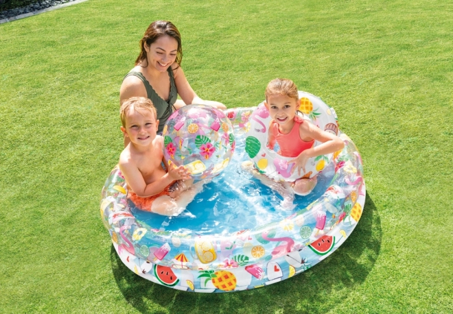 Pool sæt frugt og flamingo