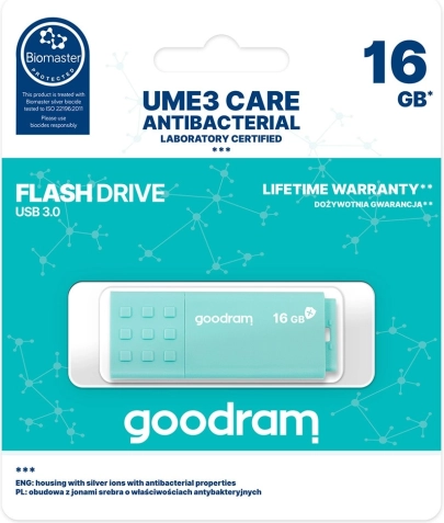 USB-flashdrev GOODRAM UME3 Care 16 GB (USB 3.0) antibakteriel