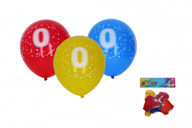 Oppustelig ballon med tallet 0 30 cm - 5 stk