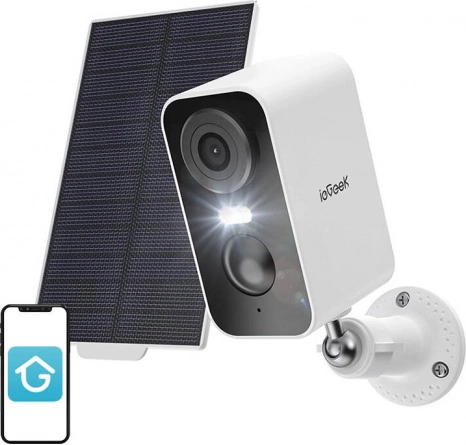 Trådløst Wi‑Fi udendørskamera 3MP ieGeek ZS‑GX3S med solpanel, hvid