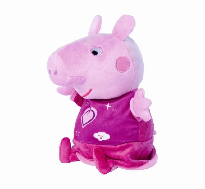 Peppa Pig 2-i-1 plys godnatursklud, med musik + lys, lyserød, 25 cm