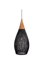 Rustikalt hængende lampe i rattan - 25 cm (sort farve)