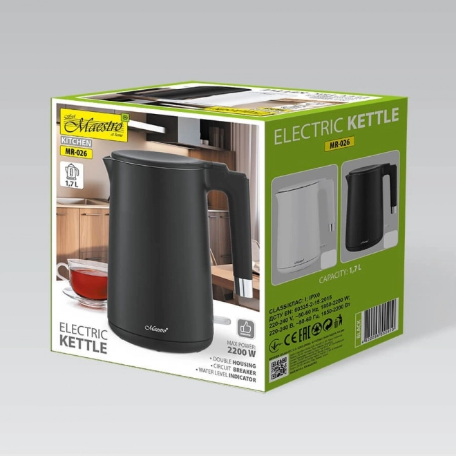 Elektrisk kedel Maestro 1,7l 1800W sort