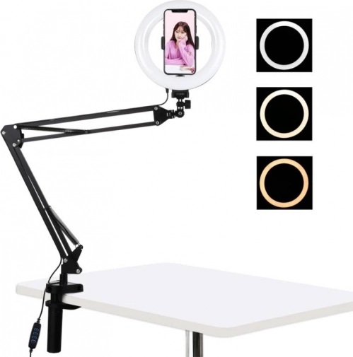 Puluz bordstativ med 20 cm LED ringlys til vlogging