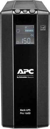 Nødstrømsforsyning APC Back‑UPS Pro 1600 VA med AVR og LCD, 8× C13