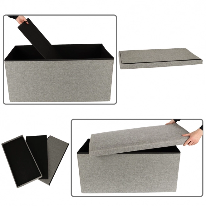 Grå foldbar skammel med opbevaringsrum 76x38x38 cm