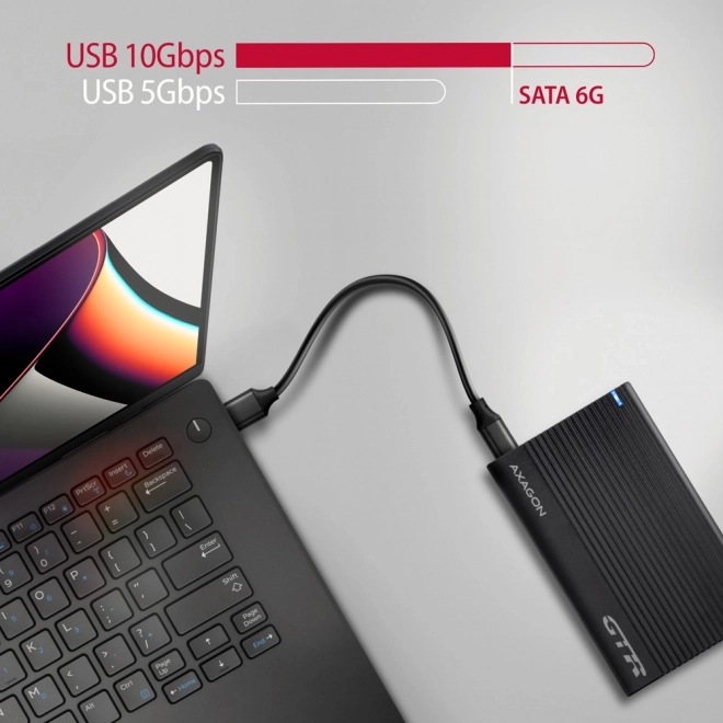Aluminiums etui til eksterne diske USB3.2 Gen 2 - SATA 6G 2.5" SSD/HDD