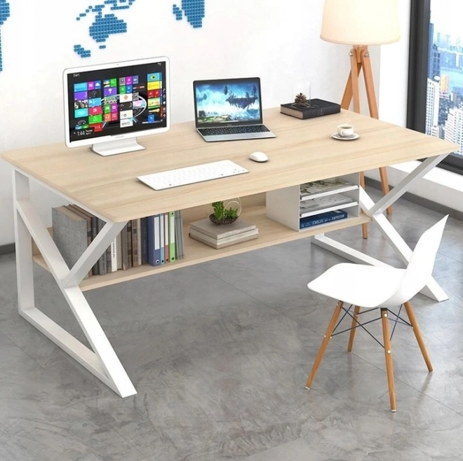 Computerskrivebord med hylde 100x60 cm