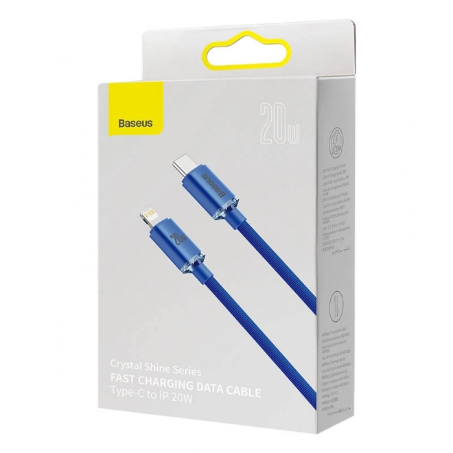 Baseus Crystal Shine kabel USB-C til Lightning 20W PD 2m blå