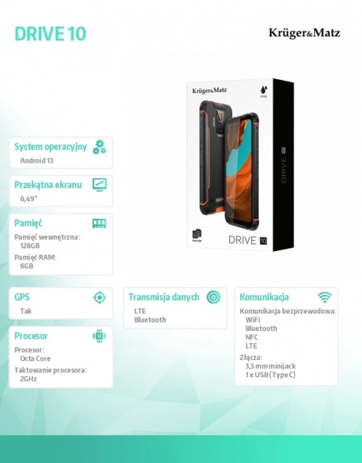 Robust smartphone Kruger&Matz Drive 10