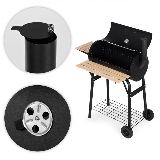 Stor havegrill med termometer og skorsten