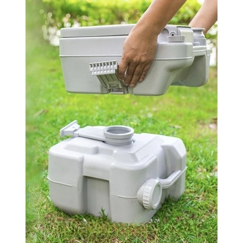 Trizand 24498 Bærbar campingtoilet 20 + 12 l, grå