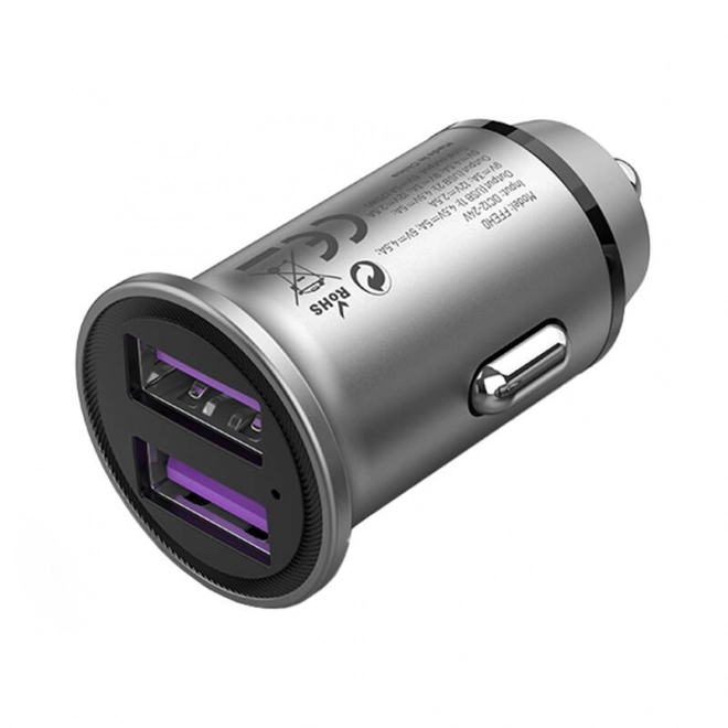 Biloplader 2x USB Vention 30W Grå