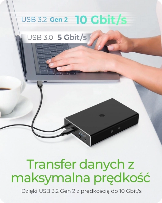 Eksternt Raid-kabinet IB-RD2253-C31 til 2,5 SATA HDD til USB 3.2 Gen 2, RAID 0,1, EN, STOR