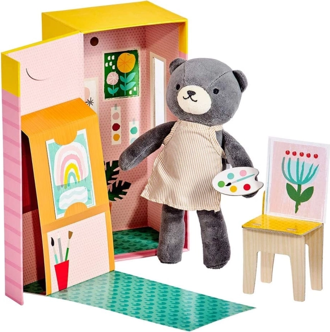Plys bamse i malerstudie PETIT COLLAGE