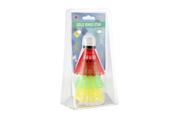 Bold/kurve til badminton farverige plast 3 stk på kort 11x21 cm