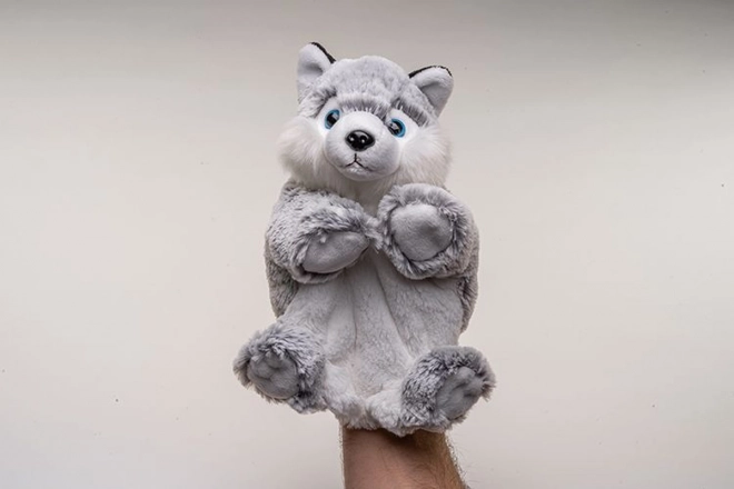 Plys Hund Husky hånddukke 25 cm