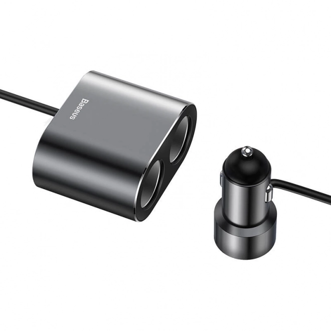 Cigarettænderstik med splitter 2xUSB 3,1A 100W - sort
