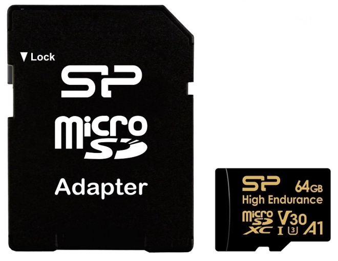 Hukommelseskort microSDXC High Endurance 64GB V30 UHS-1 U3 A1 24/7 + microSD-SD ADAPTER