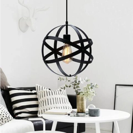 Hængende lampe Loft, Industriel - kugle, sort