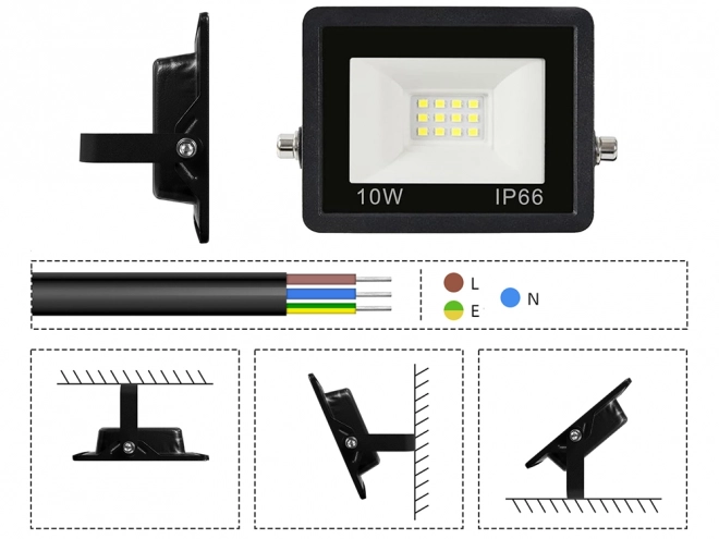 Udendørs LED halogenprojektør 10W 6000K vandtæt