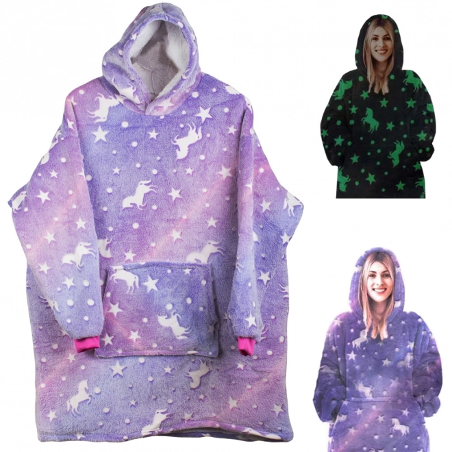 Varm oversize tæppehættetrøje med tæt fleece
