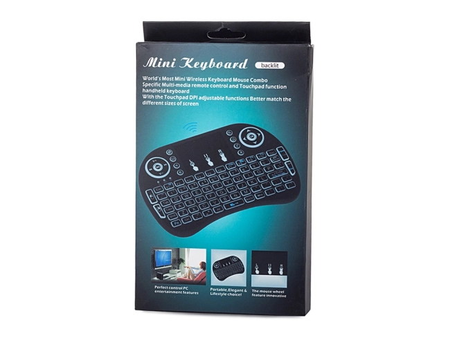 Trådløst mini tastatur med baggrundsbelysning