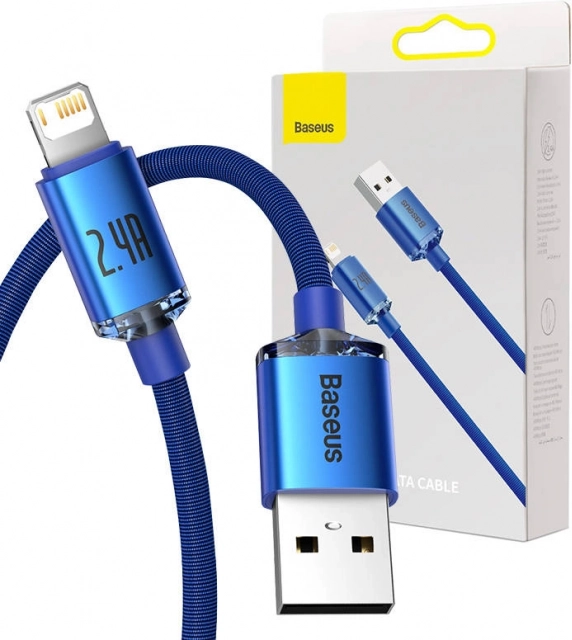 Baseus Crystal Shine USB til Lightning kabel 2,4 A 1,2 m – Blå
